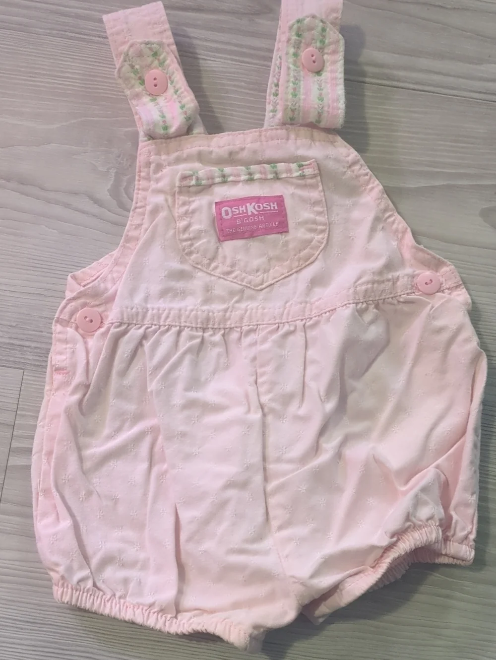 Vintage OshKosh B'gosh 18M Bubble Romper Overall Set Pink & Blue Floral Baby USA